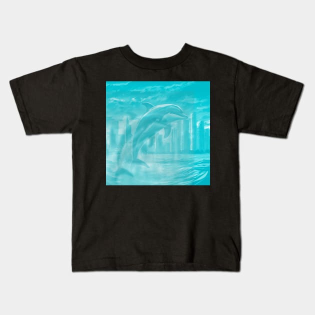 Artsy Dolphin Kids T-Shirt by Mr.Guru 305 